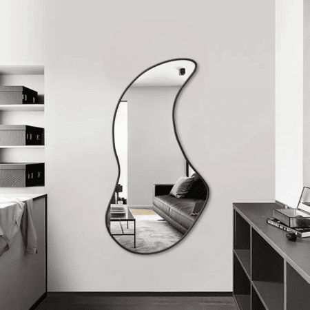 Modern Organic Shaped Bathroom Mirror – Anodized Aluminum Frame