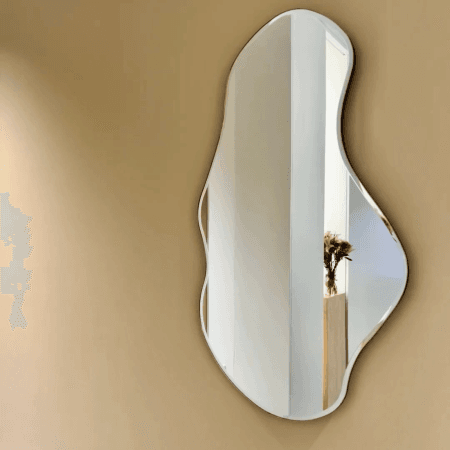 Modern Organic Shaped Bathroom Mirror - Anodized Aluminum Frame