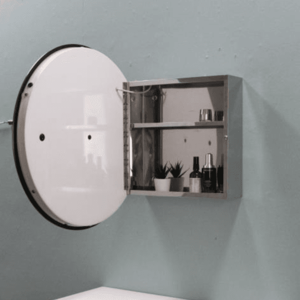 Round LED Mirror Cabinet – White, Modern & Space-Saving