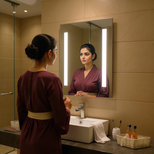 Rectangular Stainless Steel Framed LED Mirror 4