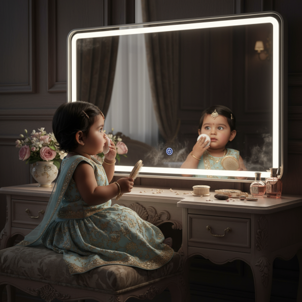Modern Rectangular LED Mirror with Gold Stainless Steel Frame 1