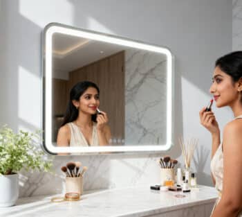  Smart LED Bathroom Mirror boasts a minimalist rectangular design that fits perfectly in any modern bathroom.