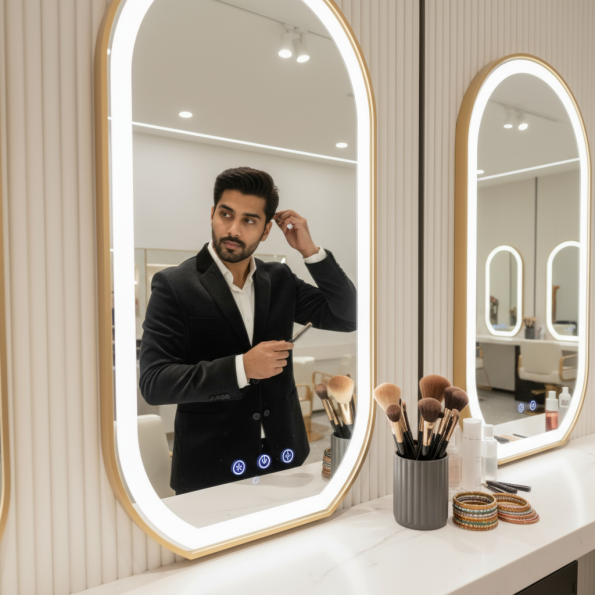 Gold LED Bathroom Mirror – Elegant & Functional