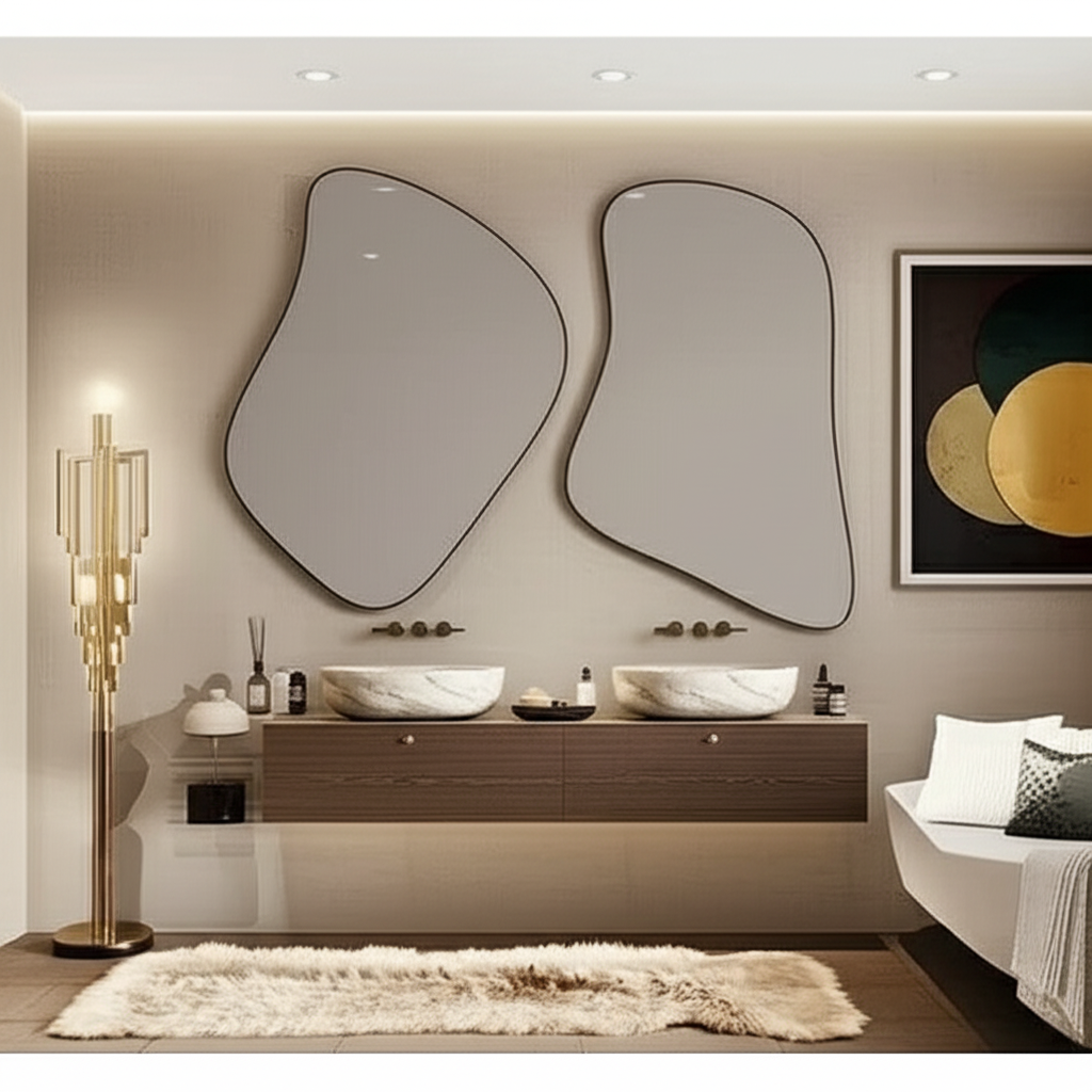 Abstract Irregular Mirror Set – Anodized Aluminum Frame