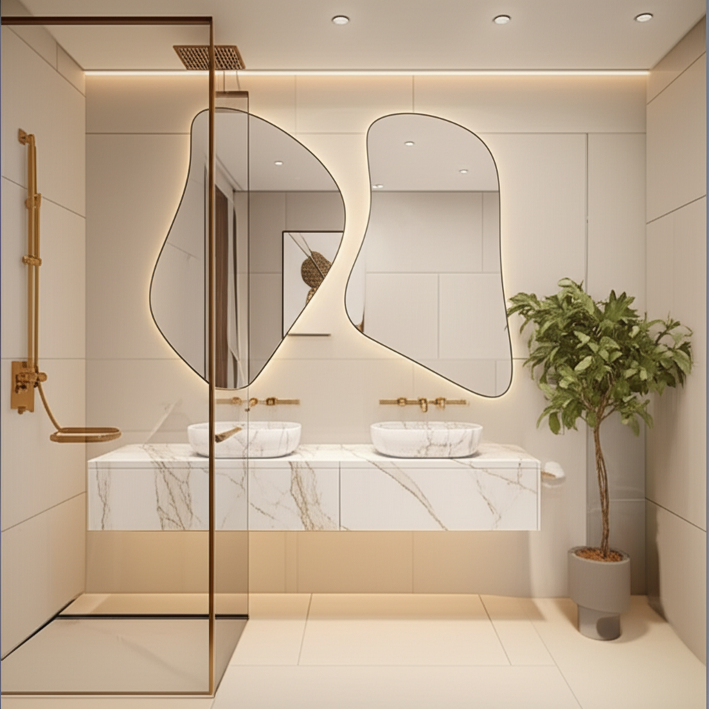 Abstract Irregular Mirror Set – Anodized Aluminum Frame