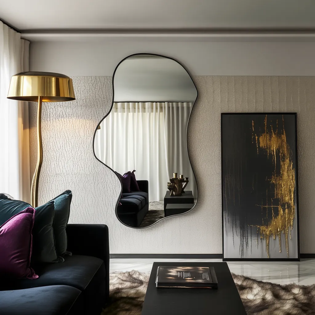 Amoeba Irregular Wall Mirror – Anodized Aluminum Frame