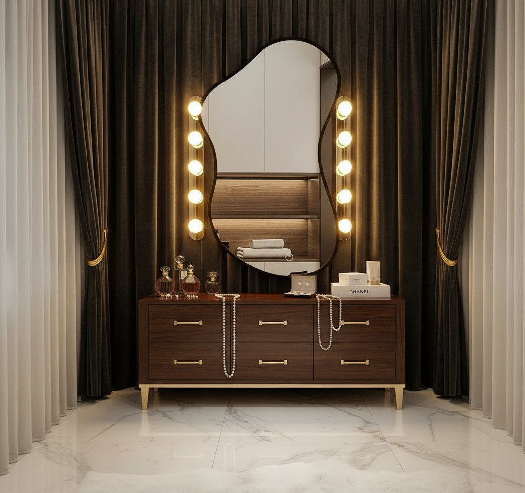 Asymmetrical Wall Mirror Gold