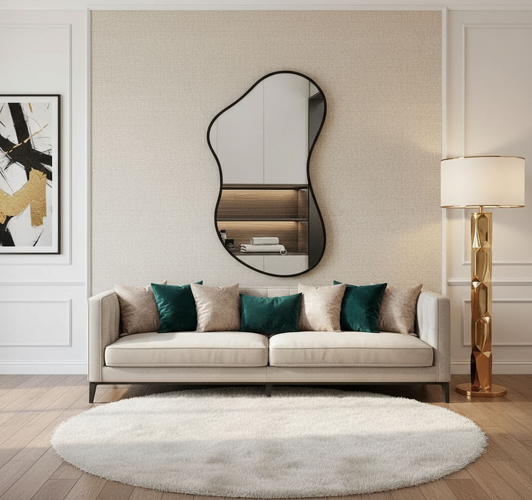 Asymmetrical Wall Mirror Gold