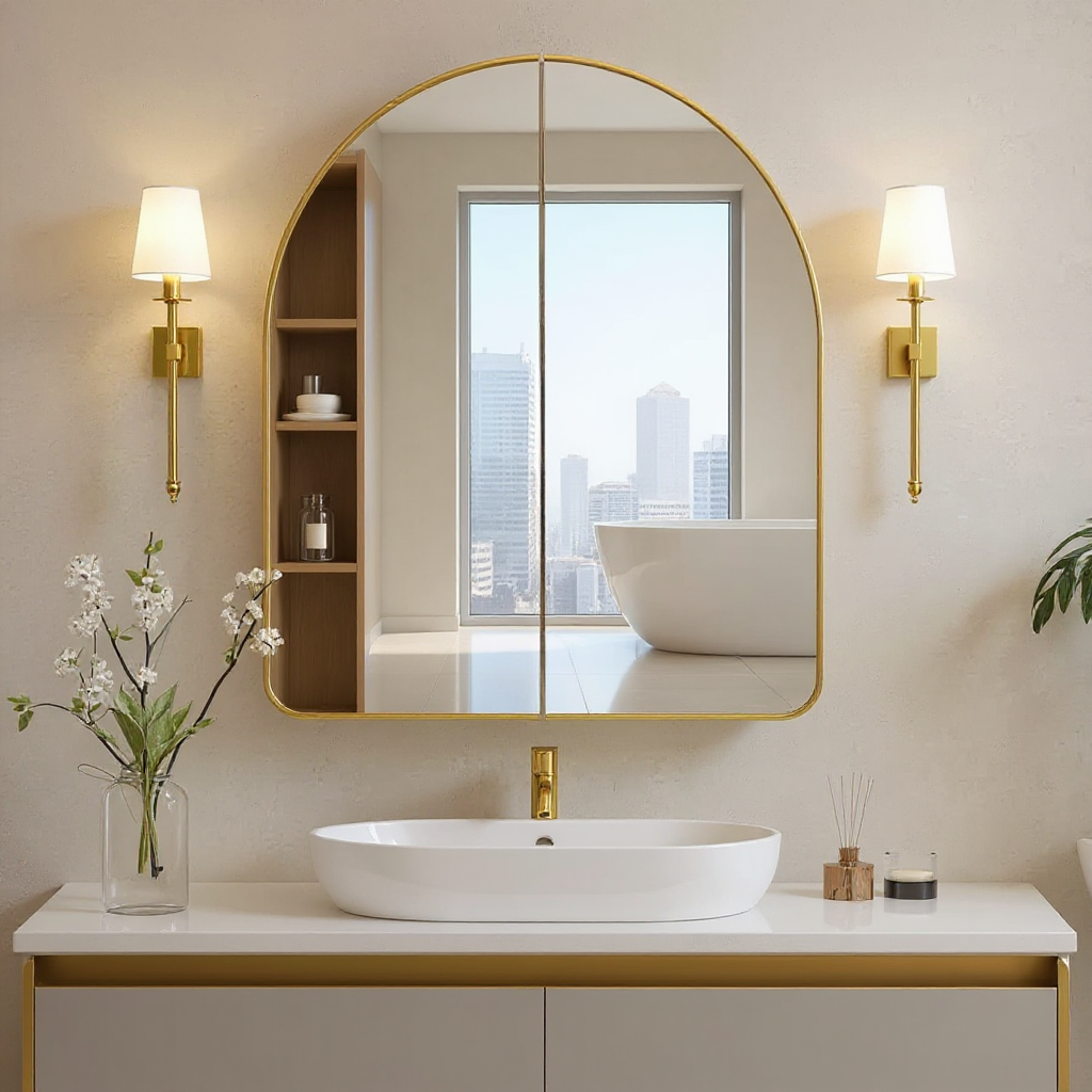 Arched Bathroom Mirror Cabinet