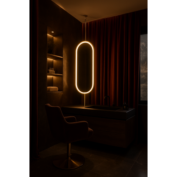 Capsule Shaped Hanging Mirror – Modern Frameless Vanity Mirror 3