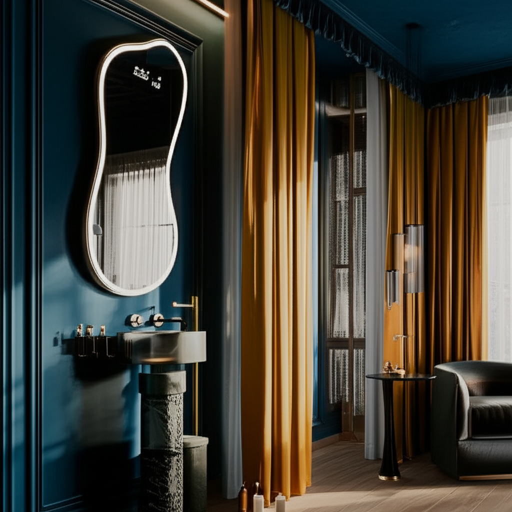 Modern Irregular LED Backlit Mirror – Customizable Frame