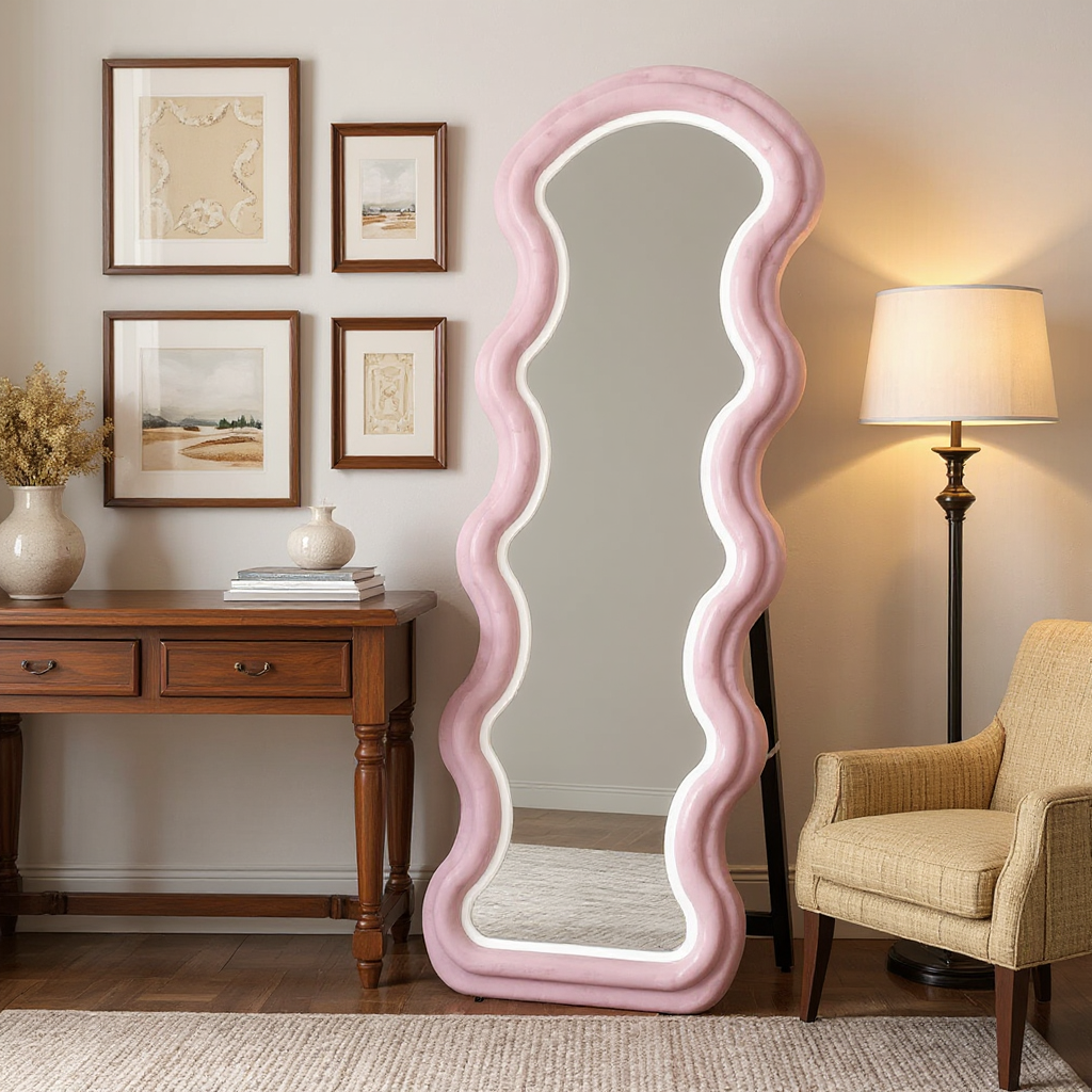 Wavy Full Length LED Mirror