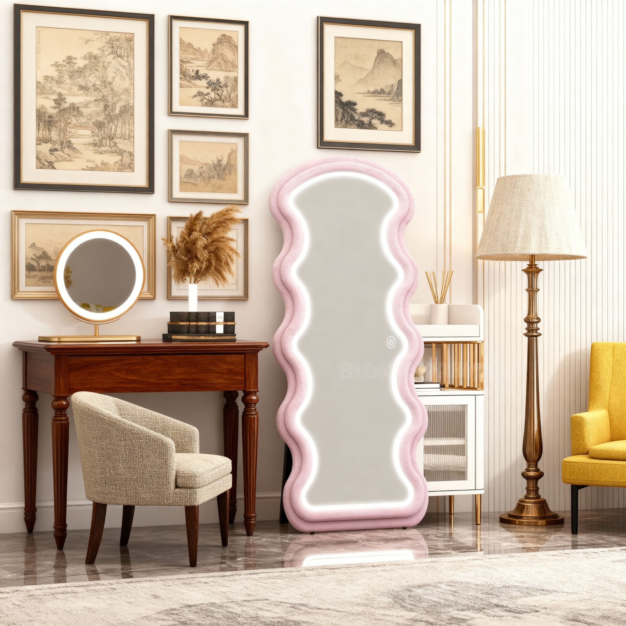 Wavy Full Length LED Mirror