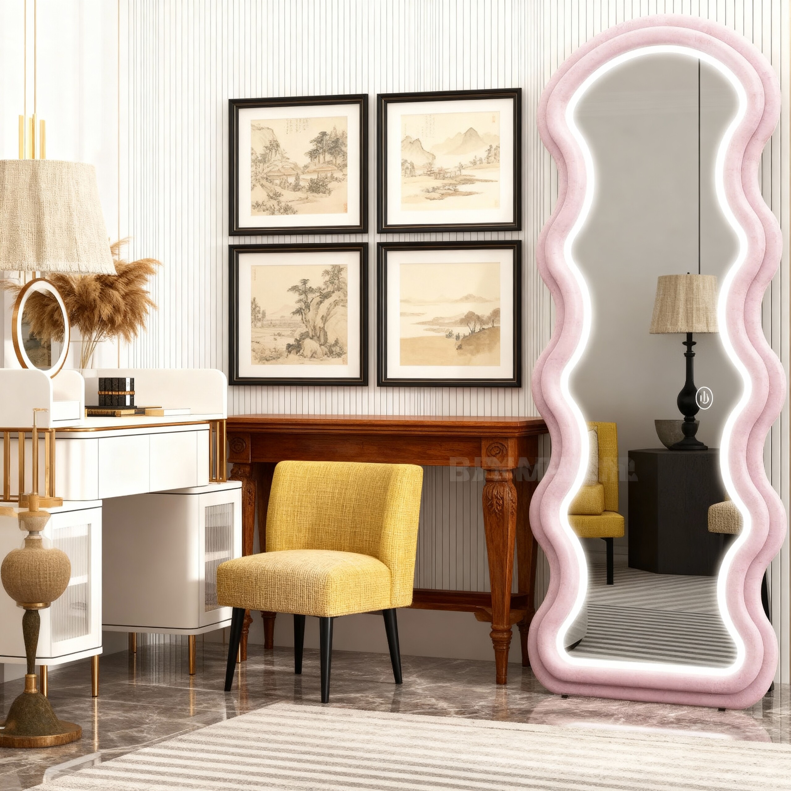 Wavy Full Length LED Mirror