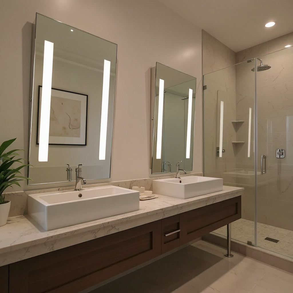 Rectangular Stainless Steel Framed LED Mirror – Modern & Durable