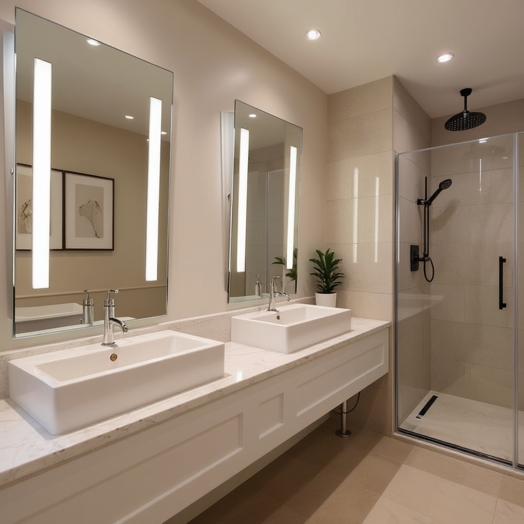 Rectangular Stainless Steel Framed LED Mirror – Modern & Durable