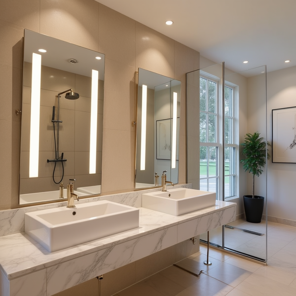 Rectangular Stainless Steel Framed LED Mirror – Modern & Durable