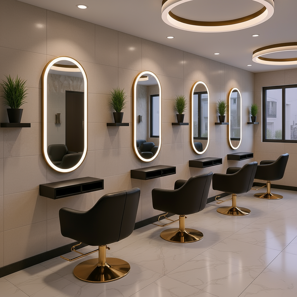 Oval LED Mirror – Gold Stainless Steel Frame with Backlit Illumination