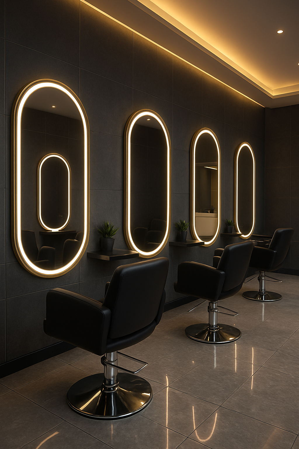 Oval LED Mirror with Gold Aluminium Frame – Luxury Vanity Mirrors for Salons and Living Rooms
