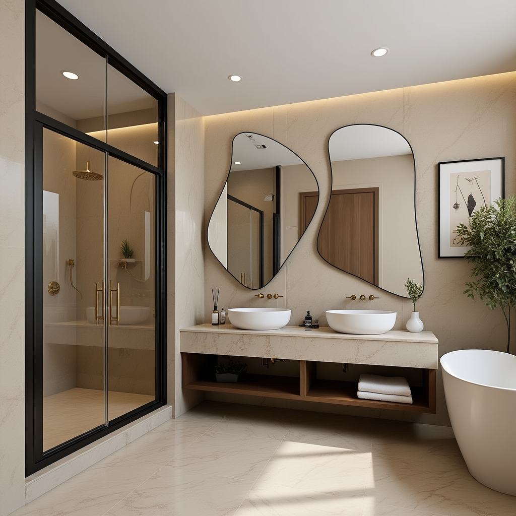 Abstract Irregular Mirror Set – Anodized Aluminum Frame