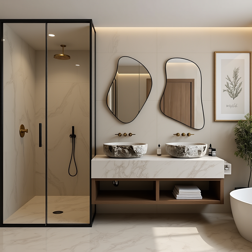 Abstract Irregular Mirror Set – Anodized Aluminum Frame