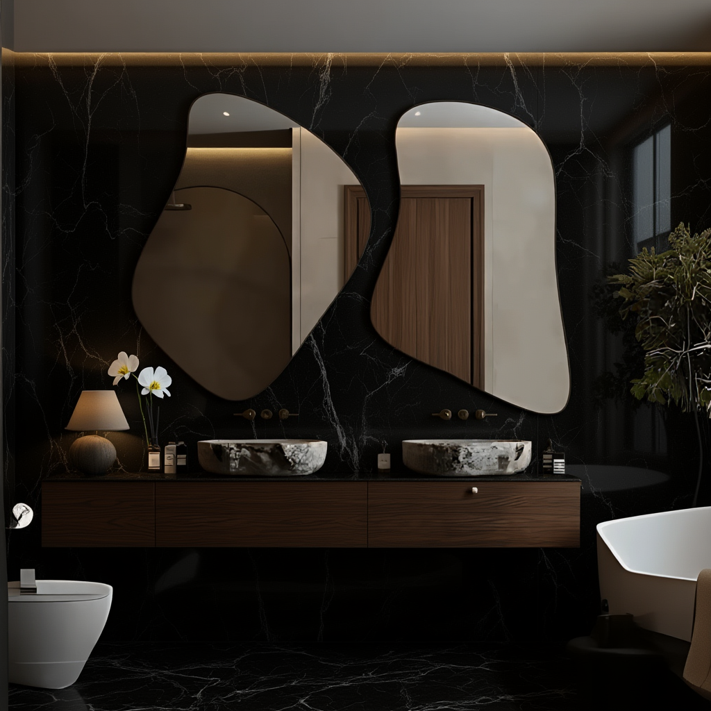 Abstract Irregular Mirror Set – Anodized Aluminum Frame