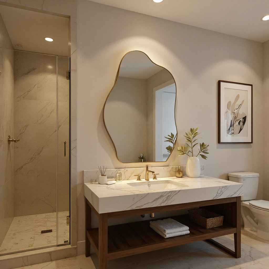 Abstract Irregular Wall Mirror – Anodized Aluminum Frame