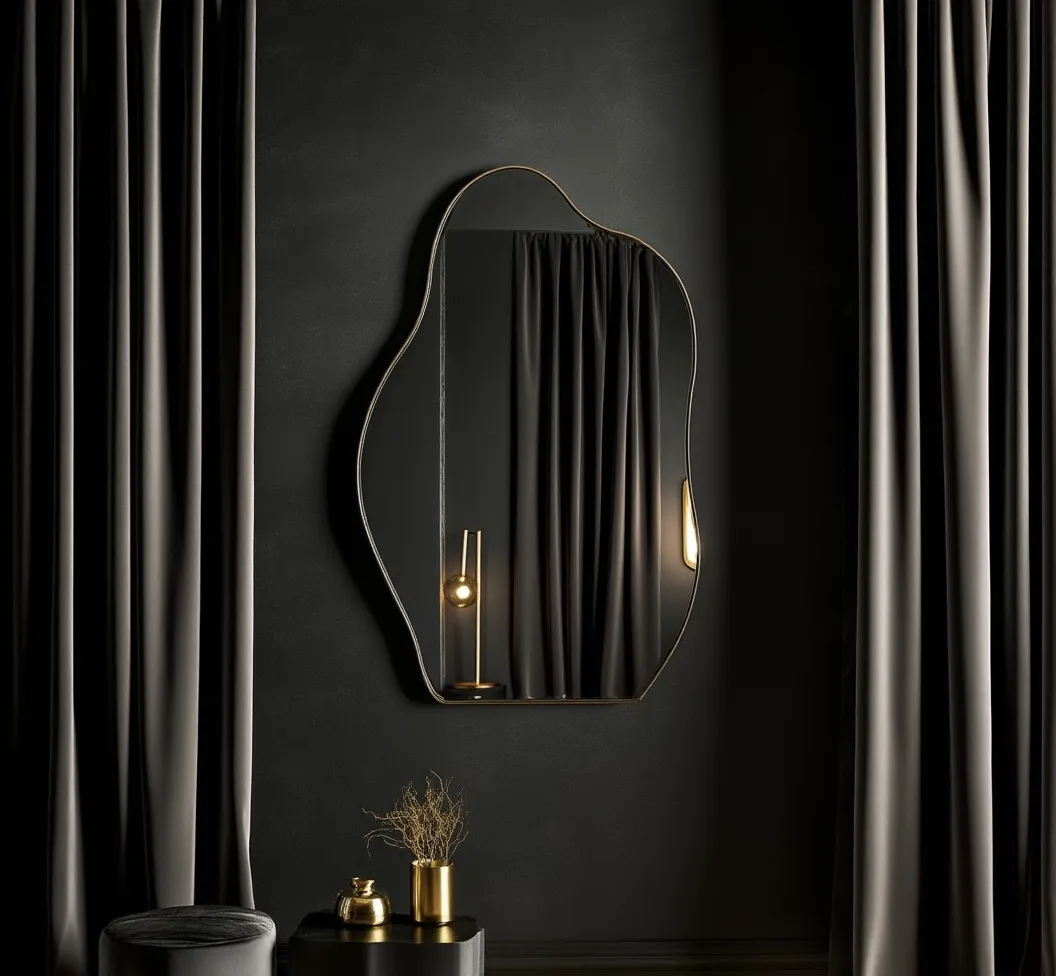 Abstract Irregular Wall Mirror – Anodized Aluminum Frame