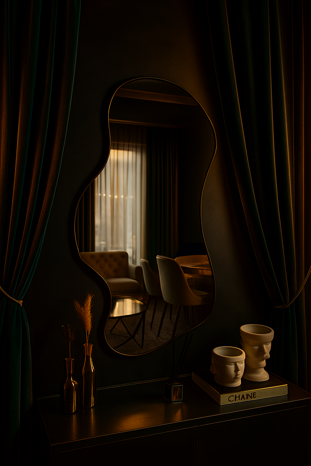 Amoeba Irregular Wall Mirror – Anodized Aluminum Frame