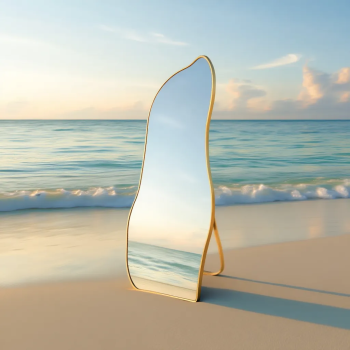 Abstract Shaped Wall Mirror with Anodized Aluminum Frame 6