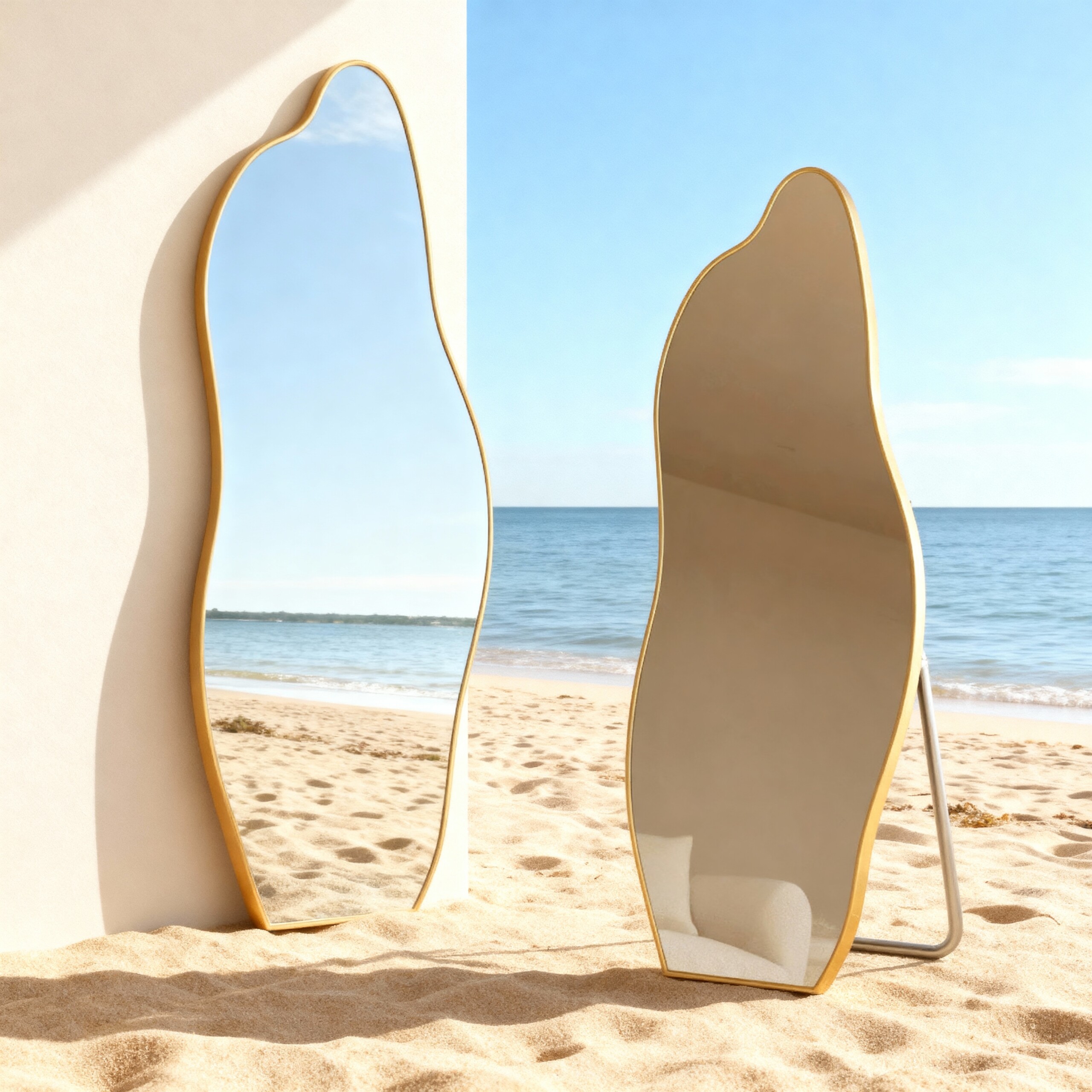 Irregular Oval Wall Mirror – Anodized Aluminum Frame