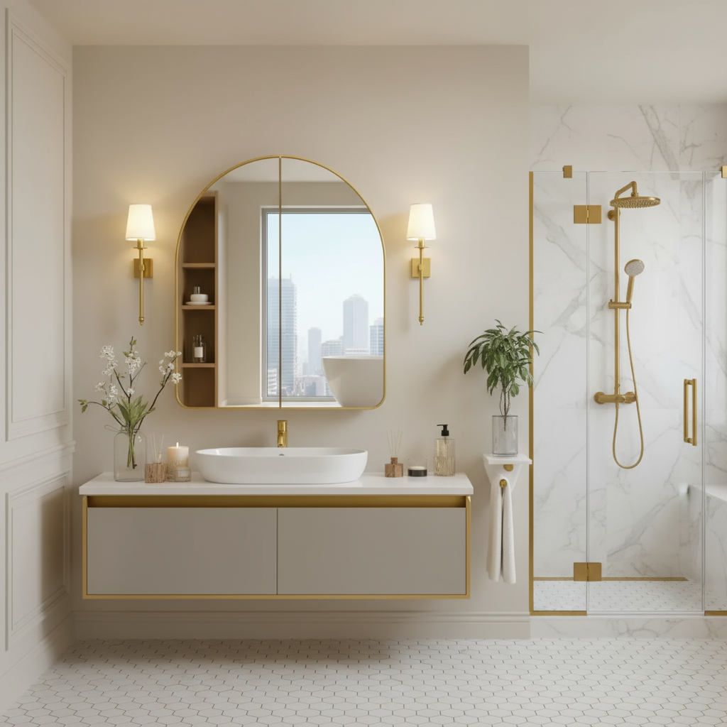 Arched Bathroom Mirror Cabinet