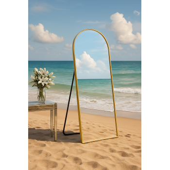 Arched Full-Length Standing Mirror with Anodized Aluminum Frame 7