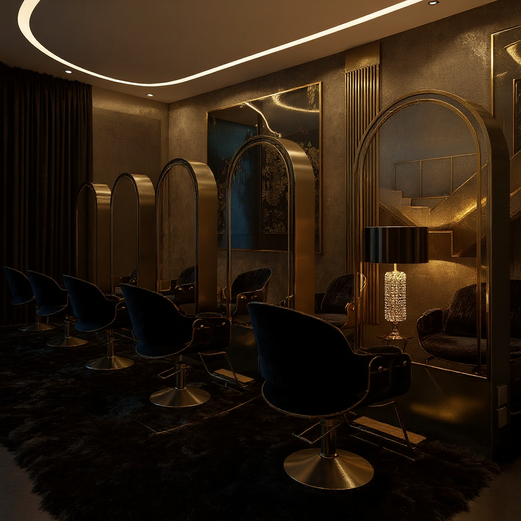 Arched LED Salon Mirror with Power Outlets – Silver Stainless Steel