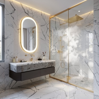 Elegant Oval LED Mirror with Gold Frame for Modern Bathrooms