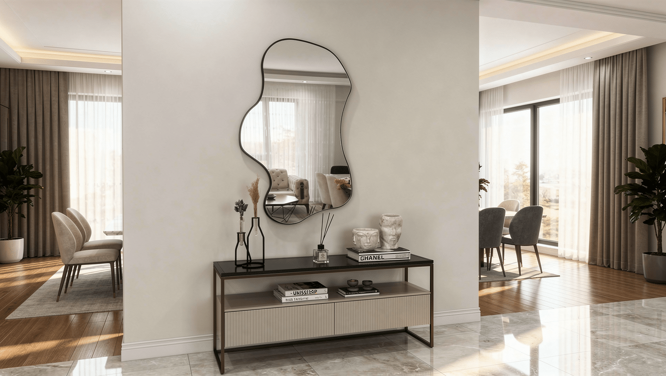 Modern Irregular Wall Mirror – Elegant Console Mirror for Living Room