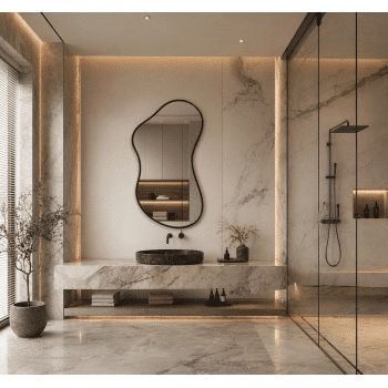 Abstract Shape Bathroom Mirror for Modern Interiors