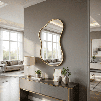 Elegant Irregular Wall Mirror with Premium Gold Finish