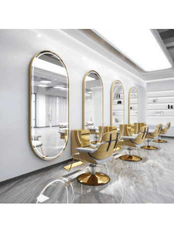 Luxury Gold Frame Arch Salon Mirrors for Premium Styling Spaces
