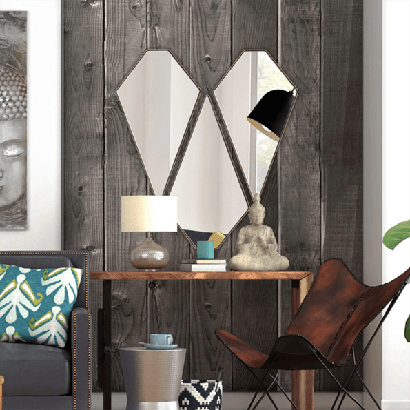 Geometric Diamond Wall Mirror Set – Anodized Aluminum Frame