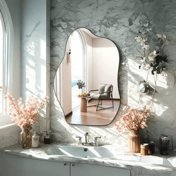 Abstract Irregular Wall Mirror - Anodized Aluminum Frame