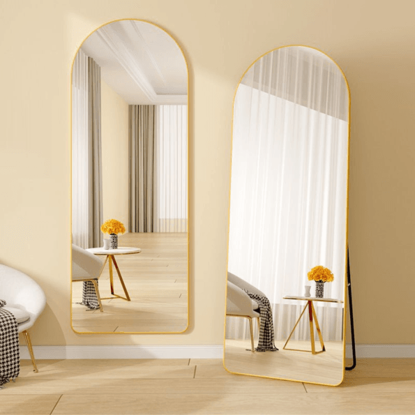 Arched Full Length Mirror with Anodized Aluminum Frame – Gold, Rose Gold, Black Matte, Brushed Silver