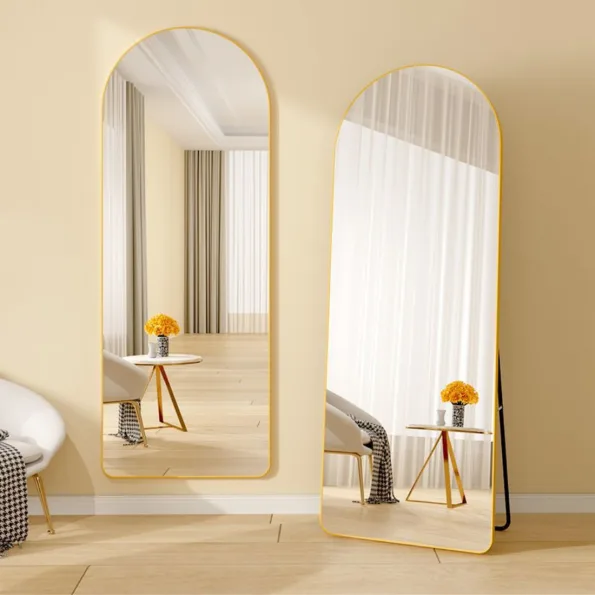 Arched Full Length Mirror with Anodized Aluminum Frame – Gold, Rose Gold, Black Matte, Brushed Silver