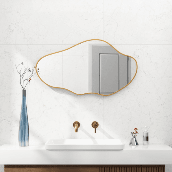 Modern Abstract Organic Wall Mirror – Anodized Aluminum Frame