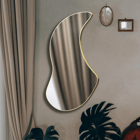 Modern Organic Shaped Bathroom Mirror – Anodized Aluminum Frame