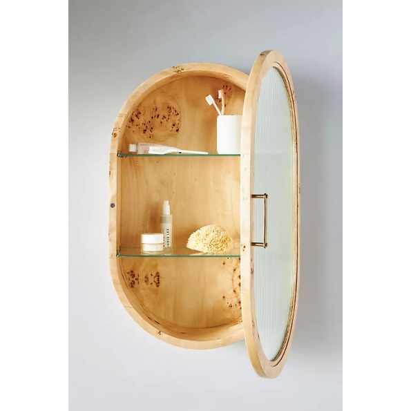 Oval Wooden Mirror Cabinet