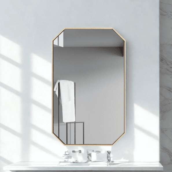 Geometric Octagon Wall Mirror with Anodized Aluminum Frame – Gold, Rose Gold, Matte Black, Brushed Silver