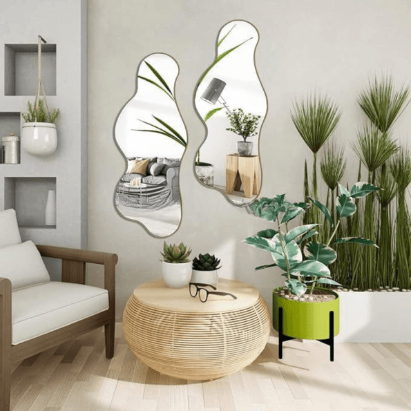 Large Cloud Shaped Wall Mirror with Anodized Aluminum Frame – Gold, Rose Gold, Matte Black, Brushed Silver