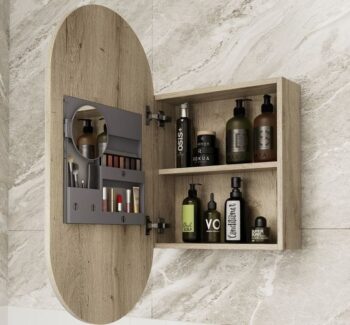 Oval Shaving Cabinet with Mirror Door