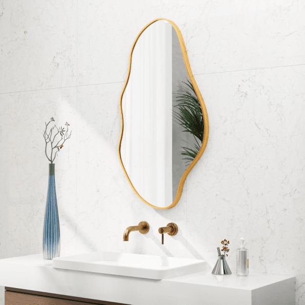 Modern Abstract Organic Wall Mirror – Anodized Aluminum Frame